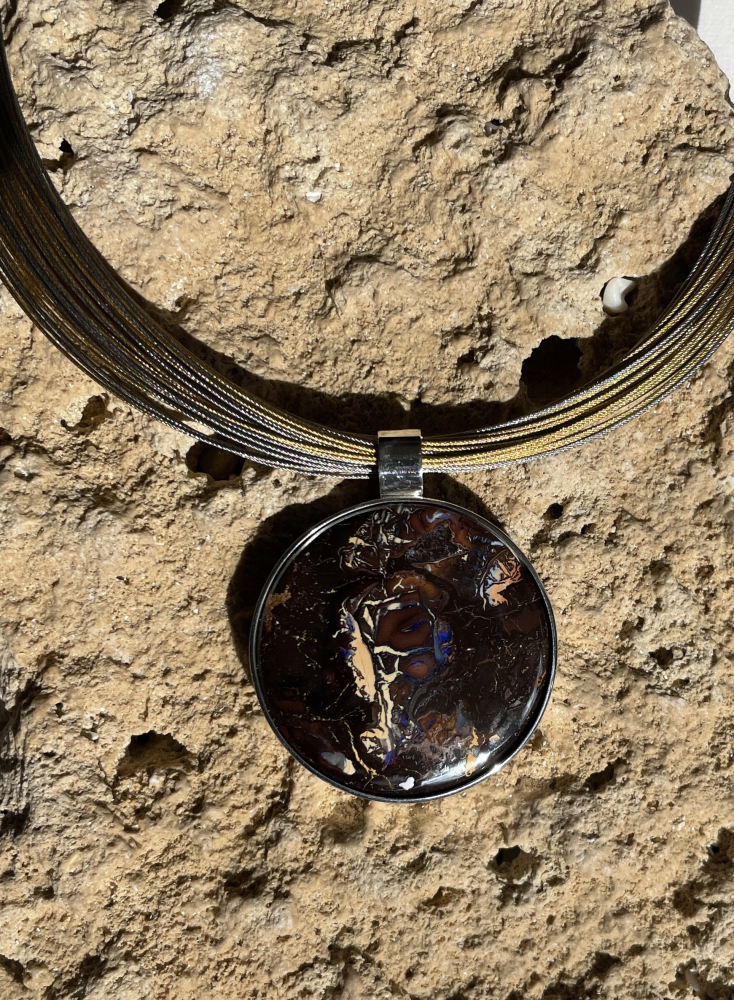 Koroit-Opal Anhänger ca.40 mm in 925 Silber